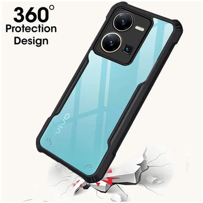 VAKIBO Super Premium Black Border Transparent Case With Corner Protection & Camera Protection Suitable for Vivo Y35