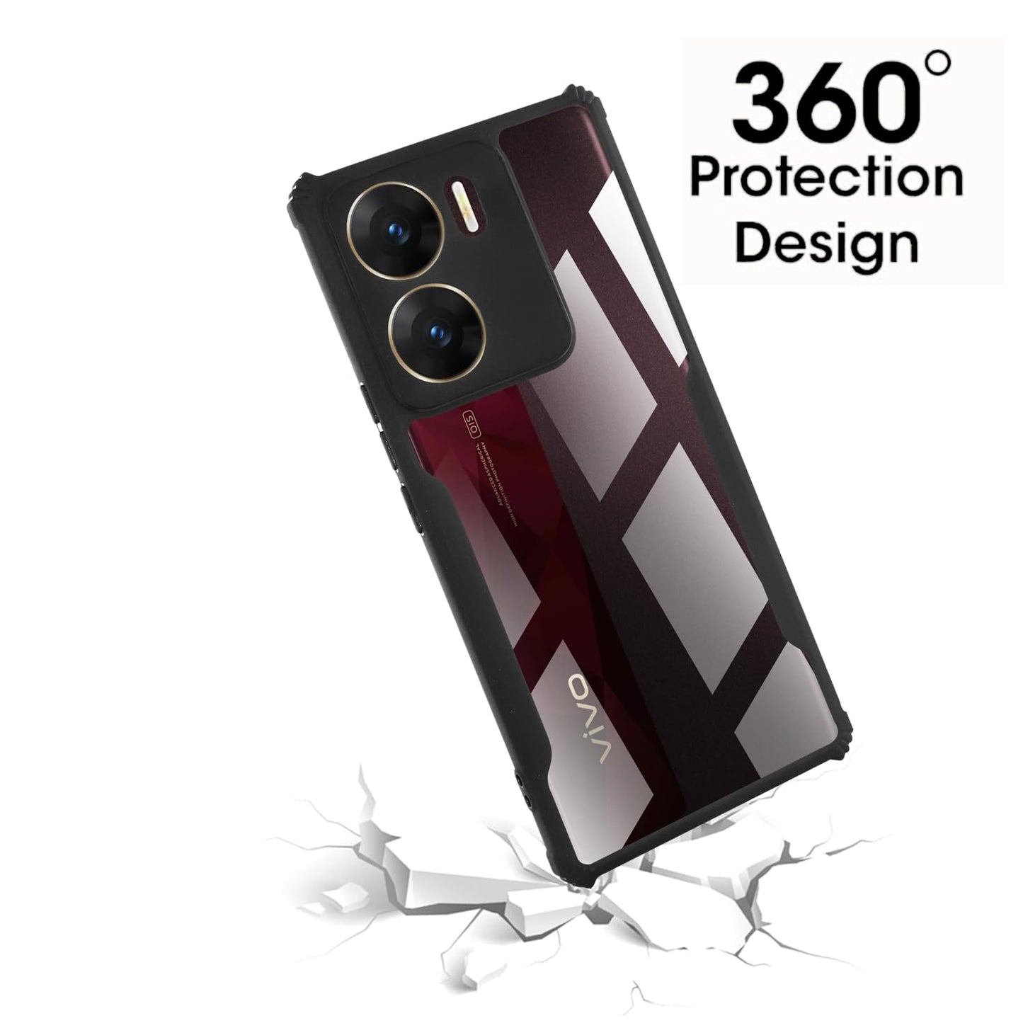 VAKIBO Super Premium Black Border Transparent Case With Corner Protection & Camera Protection Suitable for Vivo V29E