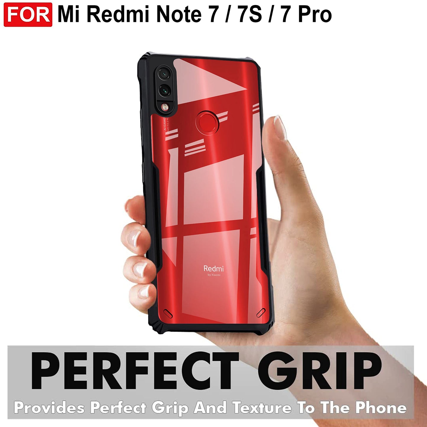 VAKIBO Super Premium Black Border Transparent Case With Corner Protection & Camera Protection Suitable for Mi Redmi Note 7