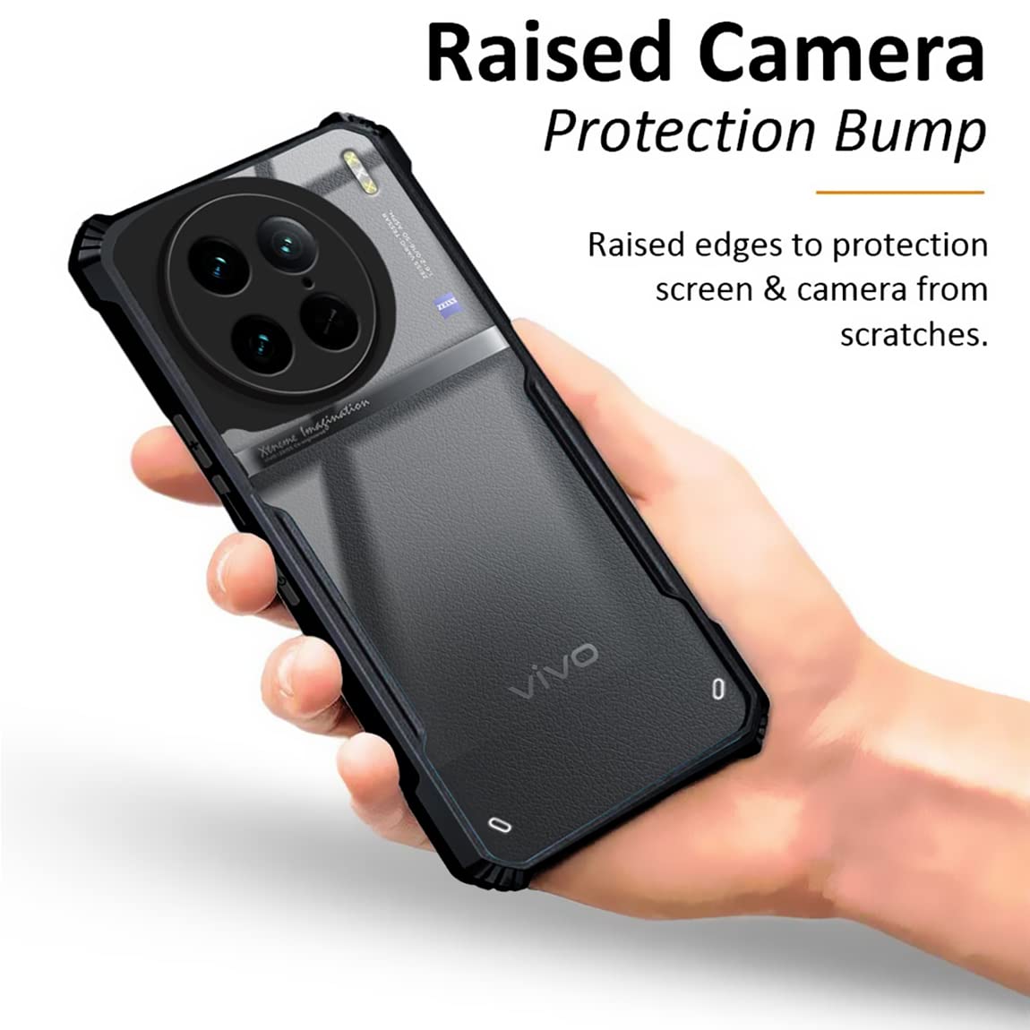 VAKIBO Super Premium Black Border Transparent Case With Corner Protection & Camera Protection Suitable for Vivo X90 Pro 5G