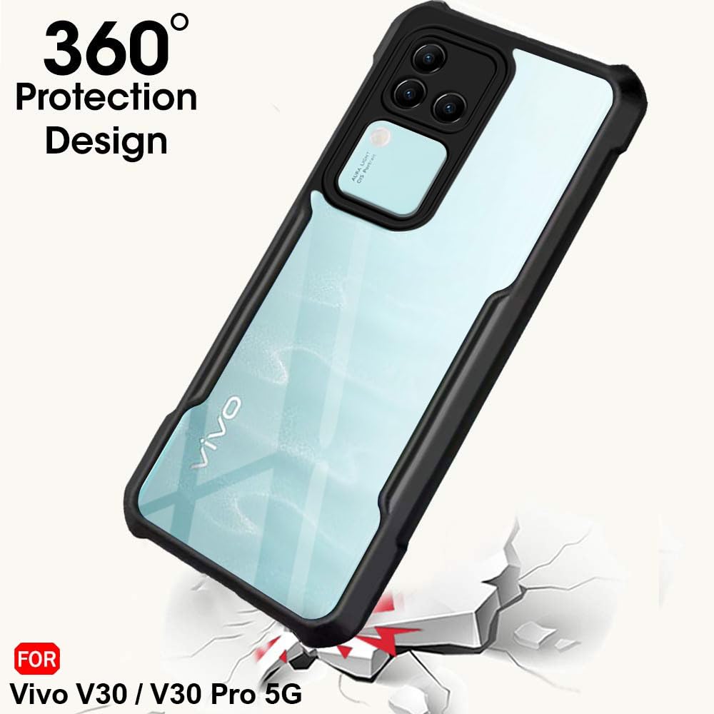 VAKIBO Super Premium Black Border Transparent Case With Corner Protection & Camera Protection Suitable for Vivo V30