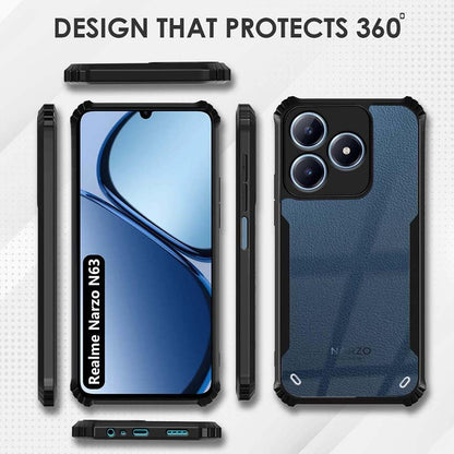 VAKIBO Super Premium Black Border Transparent Case With Corner Protection & Camera Protection Suitable for Realme Narzo N63