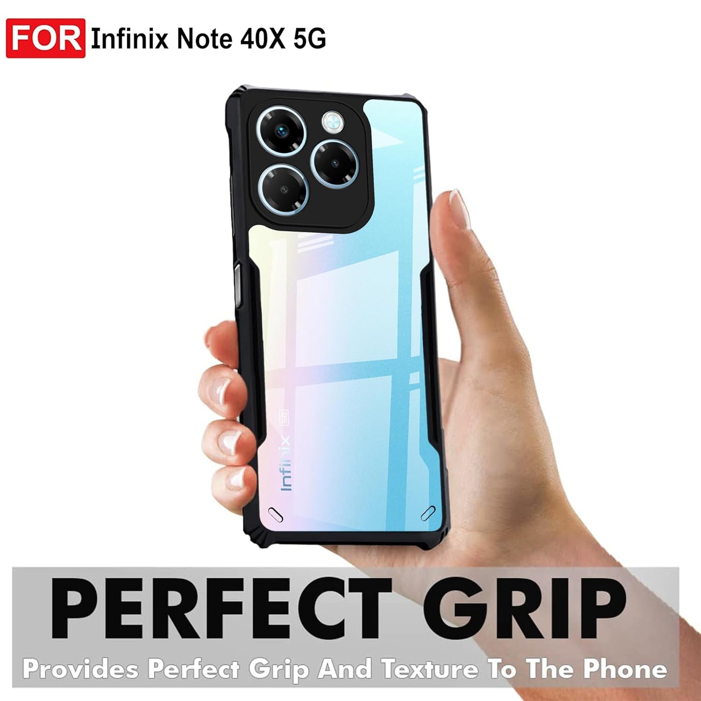 VAKIBO Super Premium Black Border Transparent Case With Corner Protection & Camera Protection Suitable for Infinix Note 40X