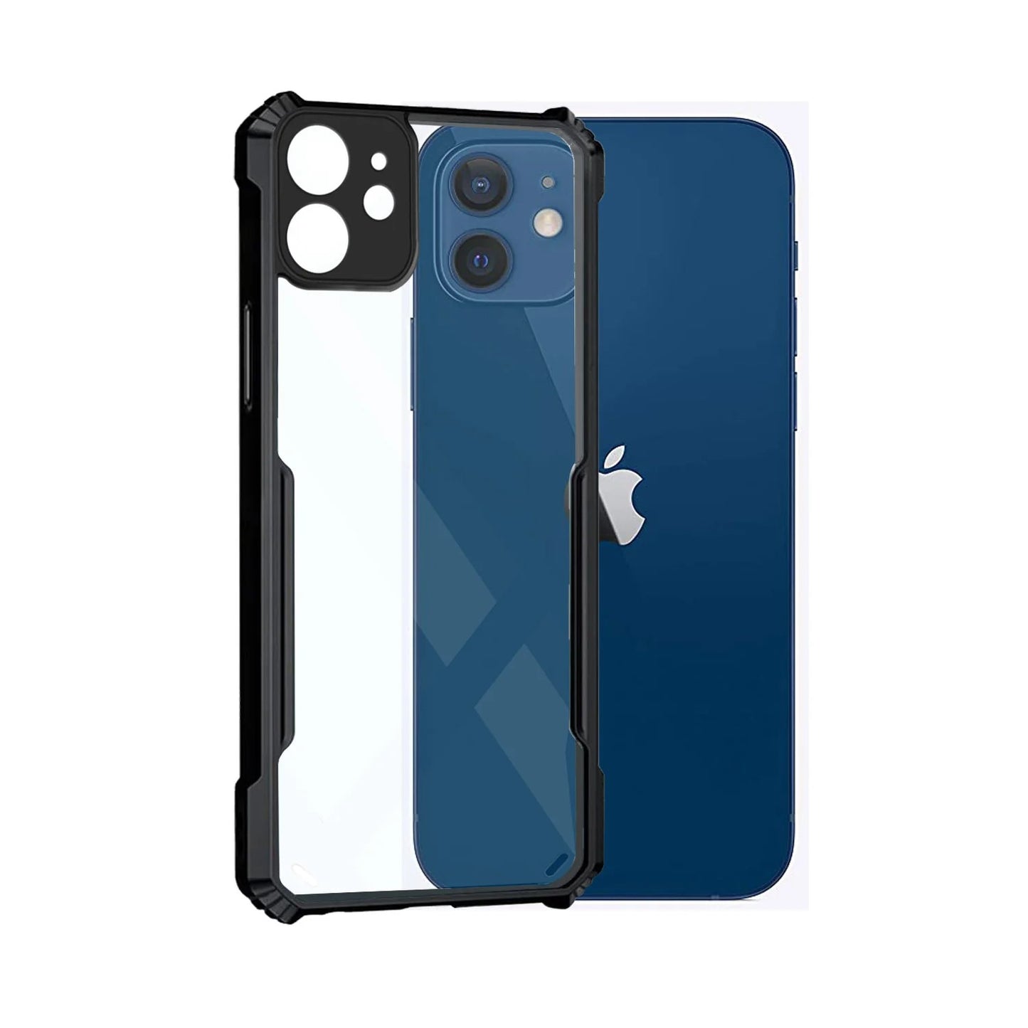 VAKIBO Best Selling Black and Transparent Coloured Made With Soft TPU and Acrylic Back Cover Case With 4 Corner and Camera Protection Suitable for iPhone 12