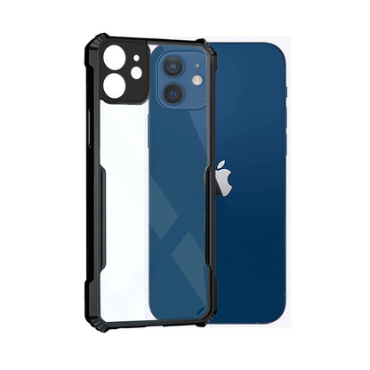 VAKIBO Best Selling Black and Transparent Coloured Made With Soft TPU and Acrylic Back Cover Case With 4 Corner and Camera Protection Suitable for iPhone 12