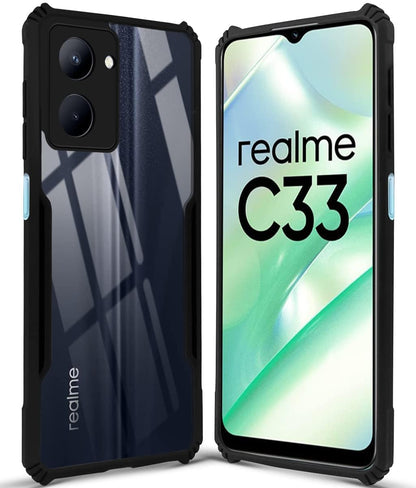 VAKIBO Super Premium Black Border Transparent Case With Corner Protection & Camera Protection Suitable for Realme C33