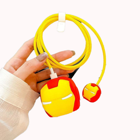 Charger Case Cover Compatible with iPhone | Silicone Case Cover for 18-20W |360 Degree Full Protection Cover |(Iron Man Design)(iPhone Only)