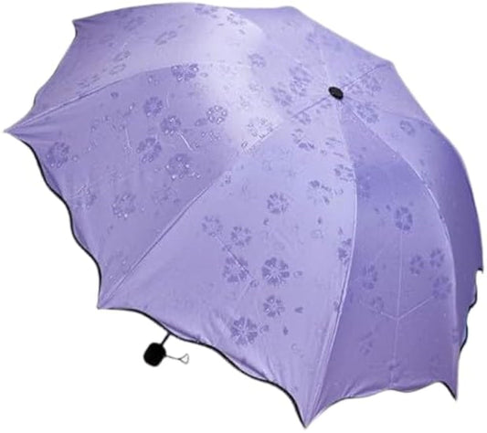 3 Fold Umbella Magic of Blooming Flowers Design Multi Style-Purple