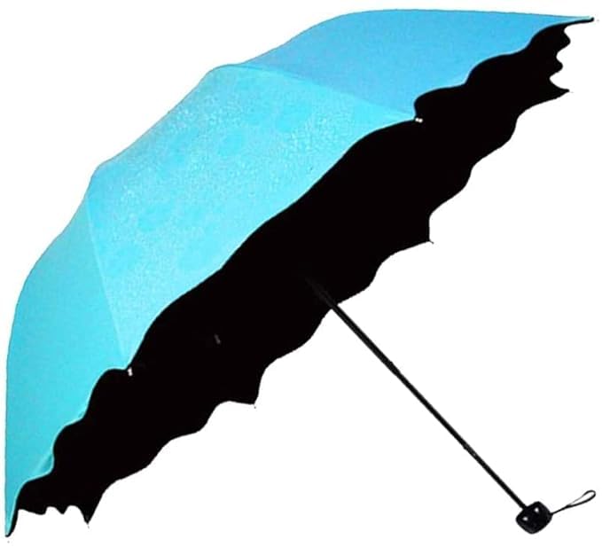 3 Fold Umbella Magic of Blooming Flowers Design Multi Style-Blue