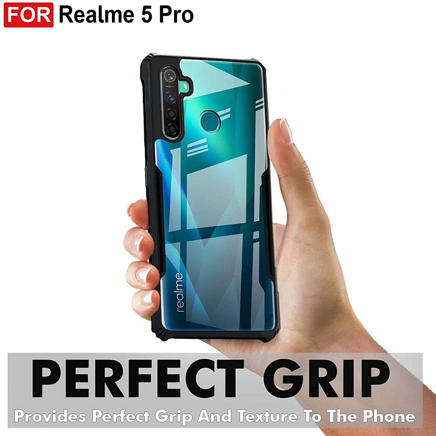 VAKIBO Super Premium Black Border Transparent Case With Corner Protection & Camera Protection Suitable for Realme 5 Pro
