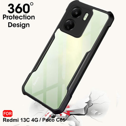 VAKIBO Super Premium Black Border Transparent Case With Corner Protection & Camera Protection Suitable for Mi Poco C65 4G