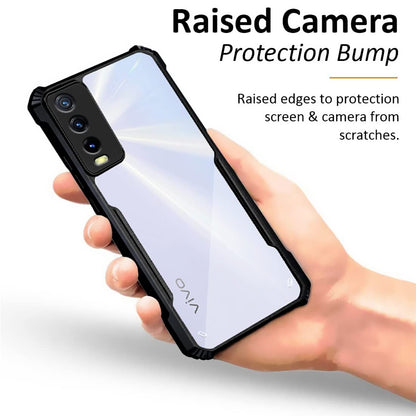 VAKIBO Super Premium Black Border Transparent Case With Corner Protection & Camera Protection Suitable for Vivo Y12s