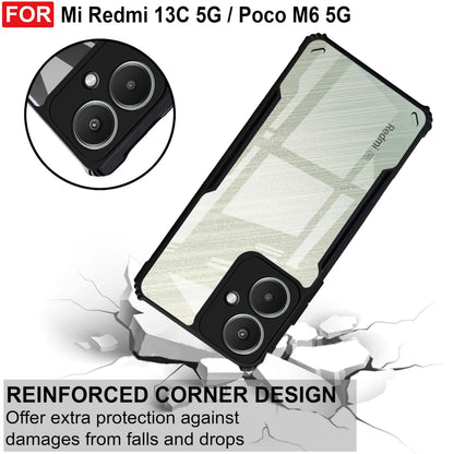 VAKIBO Super Premium Black Border Transparent Case With Corner Protection & Camera Protection Suitable for Mi Redmi 13C 5G