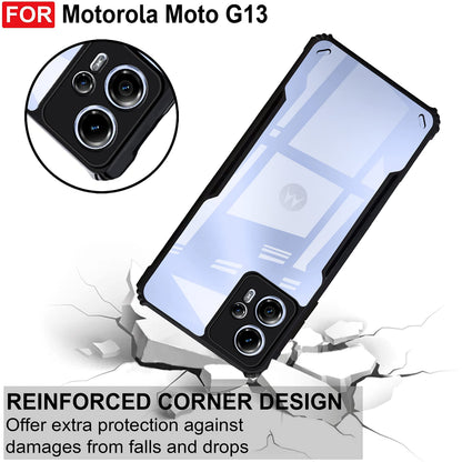 VAKIBO Super Premium Black Border Transparent Case With Corner Protection & Camera Protection Suitable for Moto G13