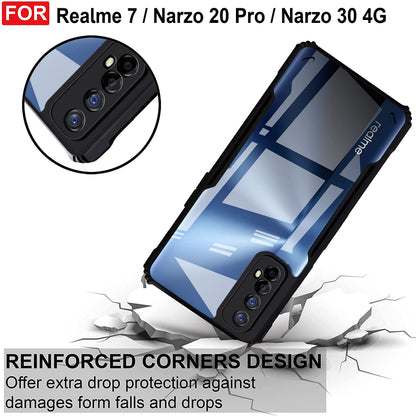 VAKIBO Best Selling Black and Transparent Back Cover Case Made With Soft TPU and Acrylic With 4 Corner and Camera Protection Suitable for Realme 7