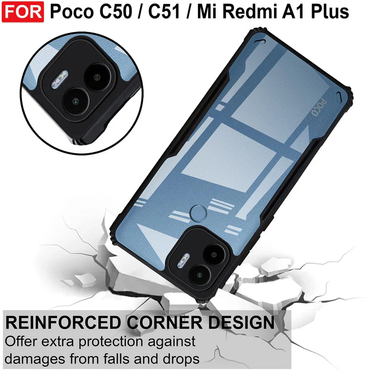 VAKIBO Super Premium Black Border Transparent Case With Corner Protection &Camera Protection Suitable for Mi Poco C50