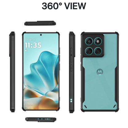 VAKIBO Best Selling Black and Transparent Coloured Made With Soft TPU and Acrylic Back Cover Case With 4 Corner and Camera Protection Suitable for Moto Edge 60 Fusion