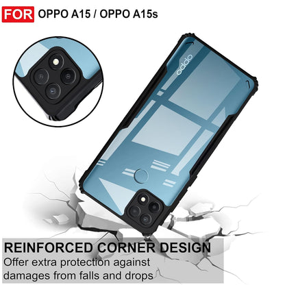 VAKIBO Best Selling Black and Transparent Coloured Made With Soft TPU and Acrylic Back Cover Case With 4 Corner and Camera Protection Suitable for Oppo A15s