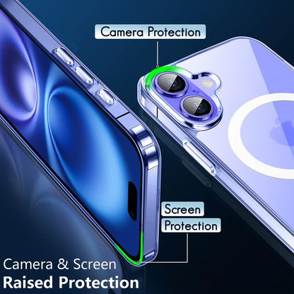 VAKIBO Megnatic Magsafe Tranparent Coloured Soft with Hard back Back Cover Case With Camera Protection Ring Suitable for iPhone 17