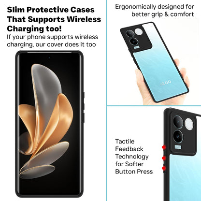 VAKIBO Super Premium Black Border Transparent Case With Corner Protection & Camera Protection Suitable for Vivo T2 Pro 5G