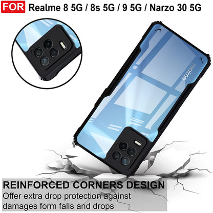 VAKIBO Super Premium Black Border Transparent Case With Corner Protection & Camera Protection Suitable for Realme 8S 5G