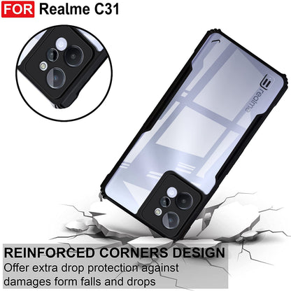 VAKIBO Super Premium Black Border Transparent Case With Corner Protection & Camera Protection Suitable for Realme C31