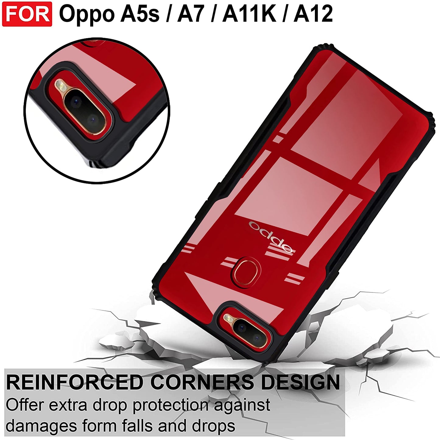 VAKIBO Super Premium Black Border Transparent Case With Corner Protection & Camera Protection Suitable for Oppo RM U1
