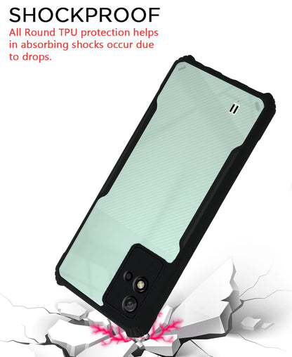 VAKIBO Best Selling Black and Transparent Coloured Made With Soft TPU and Acrylic Back Cover Case With 4 Corner and Camera Protection Suitable for Realme Narzo 50i