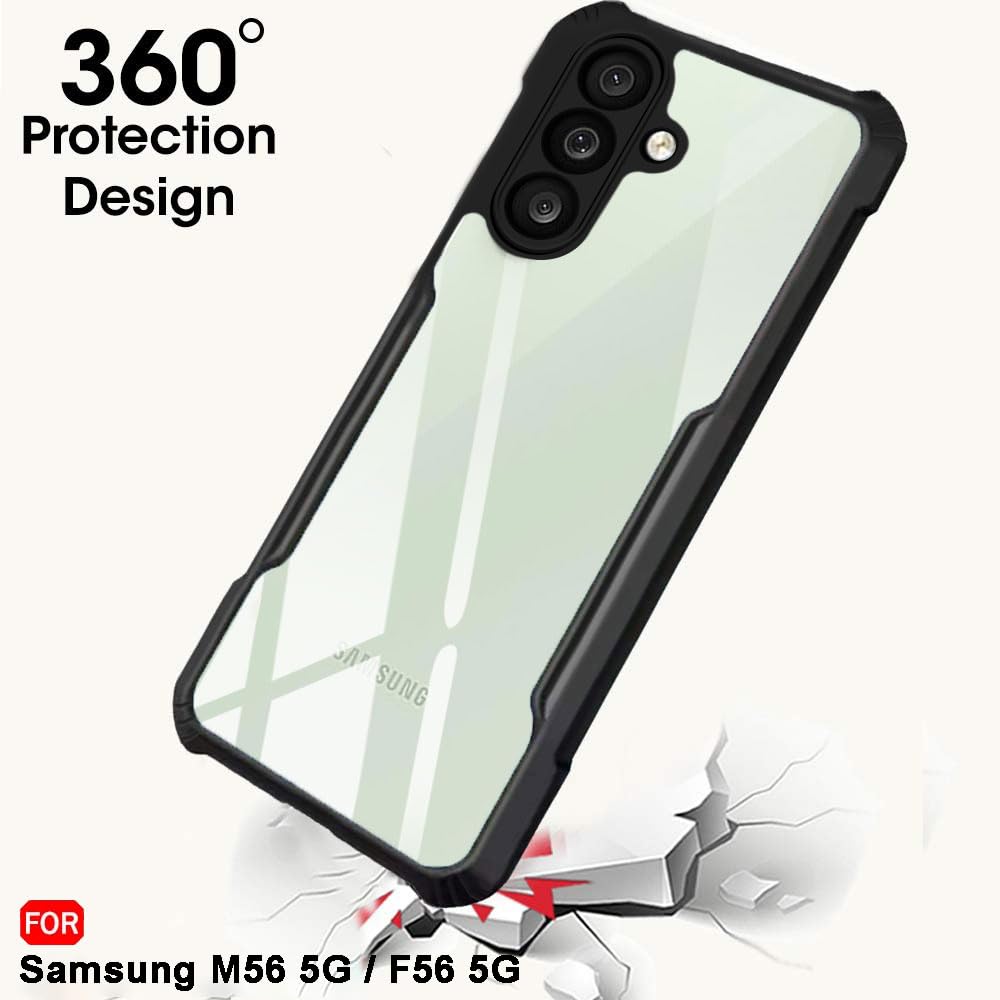 VAKIBO Best Selling Black and Transparent Coloured Made With Soft TPU and Acrylic Back Cover Case With 4 Corner and Camera Protection Suitable for Samsung Galaxy M56