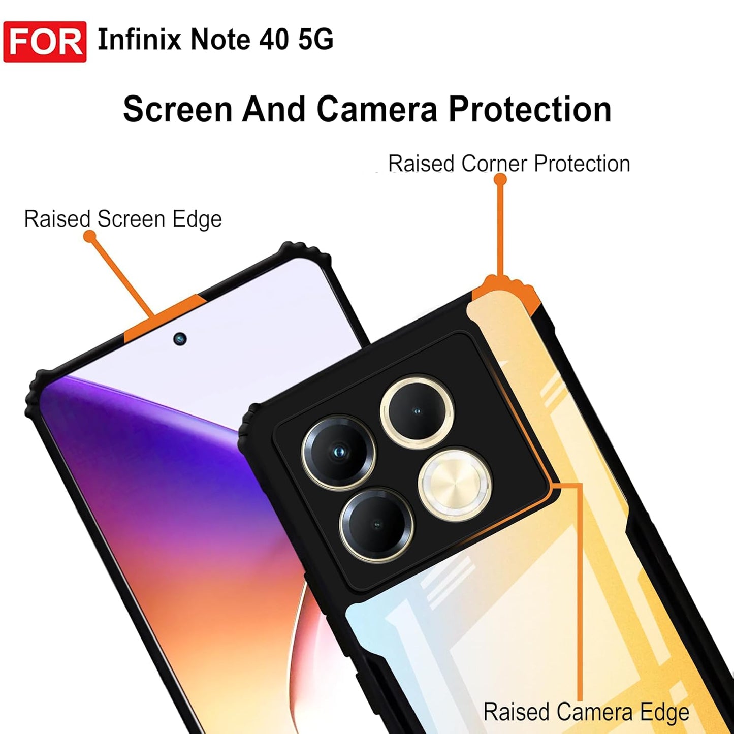 VAKIBO Super Premium Black Border Transparent Case With Corner Protection & Camera Protection Suitable for Infinix Note 40 Pro