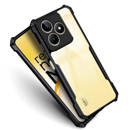 VAKIBO Best Selling Black and Transparent Coloured Made With Soft TPU and Acrylic Back Cover Case With 4 Corner and Camera Protection Suitable for Realme C63 4G
