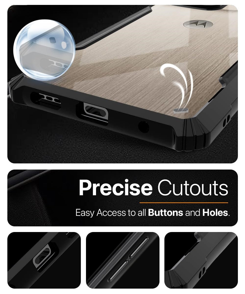 VAKIBO Super Premium Black Border Transparent Case With Corner Protection & Camera Protection Suitable for Moto Edge 50 Ultra