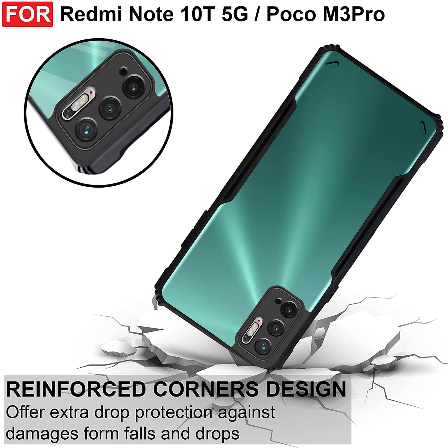 VAKIBO Super Premium Black Border Transparent Case With Corner Protection & Camera Protection Suitable for Mi Poco M3 Pro 5G