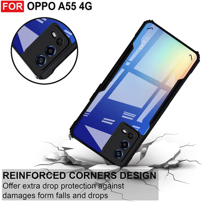 VAKIBO Super Premium Black Border Transparent Case With Corner Protection & Camera Protection Suitable for Oppo A55 4G