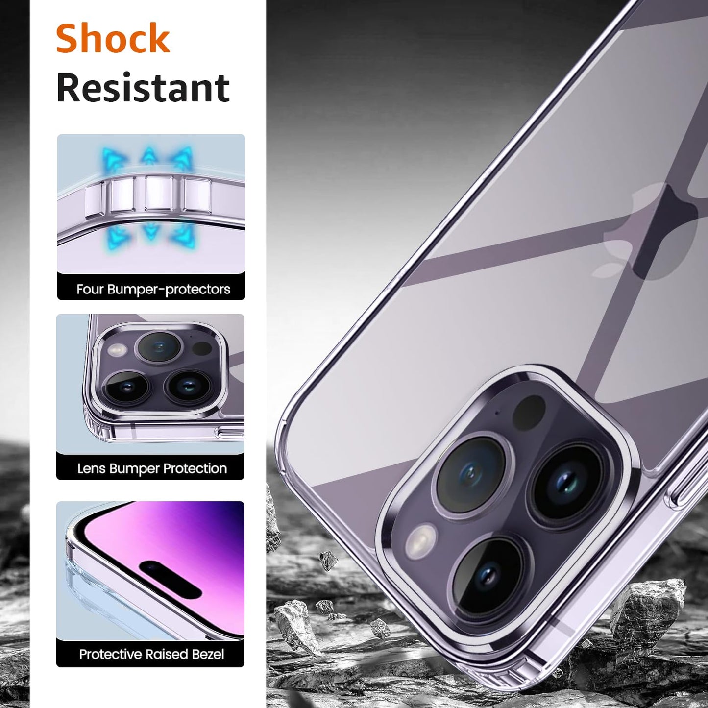 VAKIBO Premium Clear 1.5MM Thick Transparent Soft TPU Rubber Back Cover Case With Camera Protection Suitable for Iphone 14 Pro Max