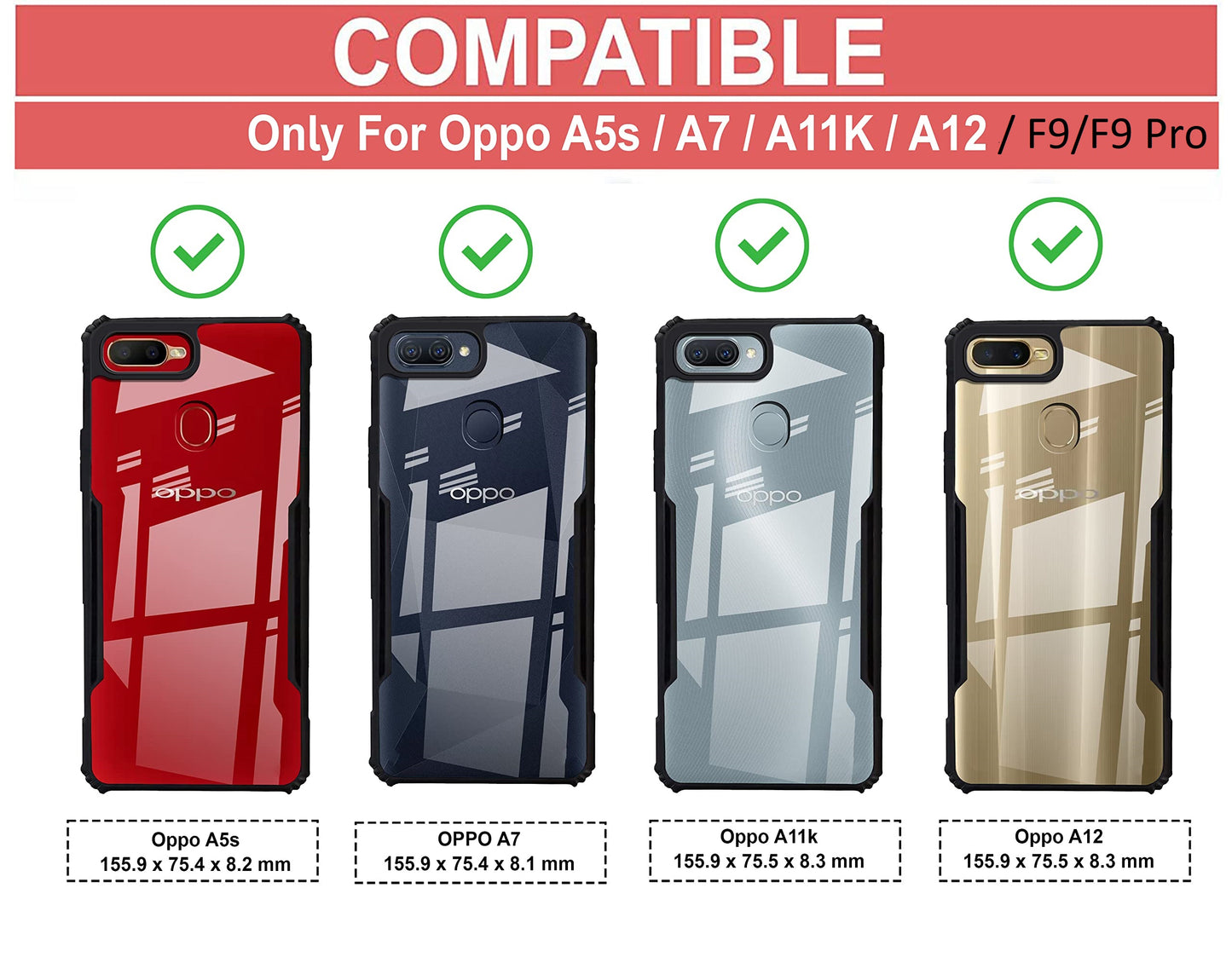 VAKIBO Super Premium Black Border Transparent Case With Corner Protection & Camera Protection Suitable for Oppo F9