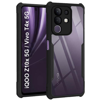 VAKIBO Best Selling Black and Transparent Back Cover Case Made With Soft TPU and Acrylic With 4 Corner and Camera Protection Suitable for Vivo T4X