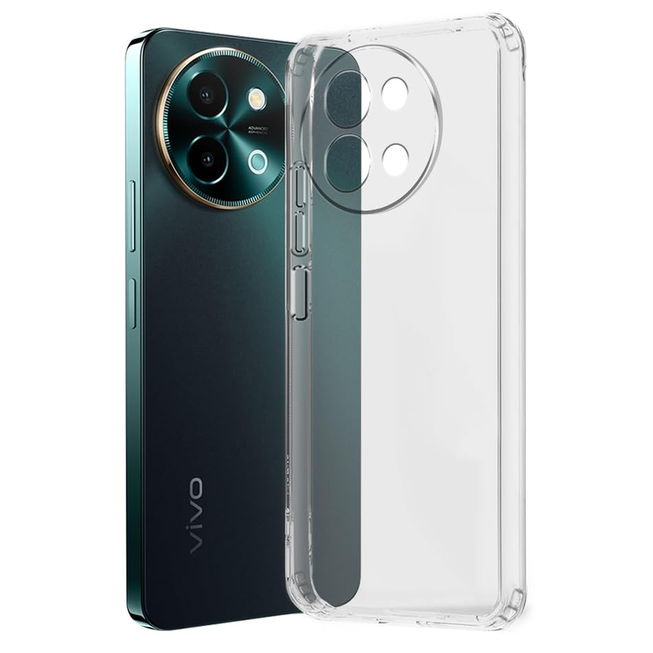 VAKIBO Premium Clear 1.5MM Thick Transparent Soft TPU Rubber Back Cover Case With Camera Protection Suitable for Vivo Y38