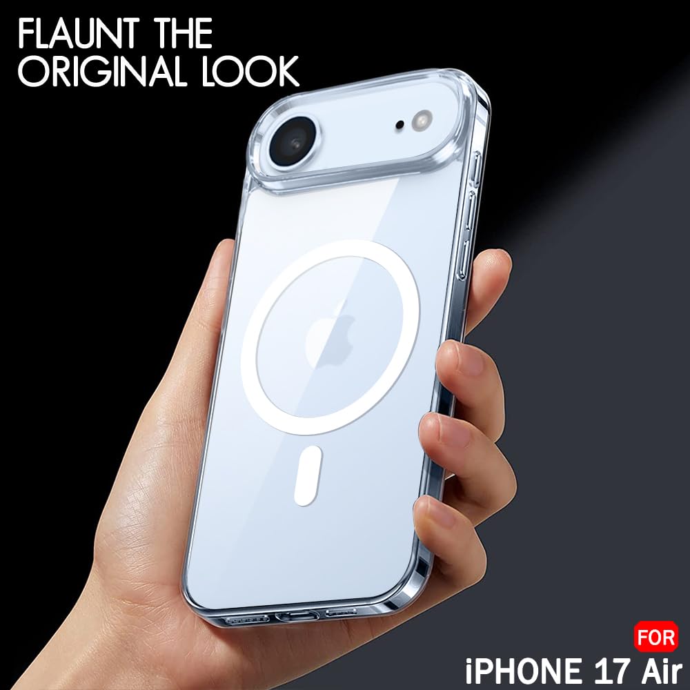 VAKIBO Megnatic Magsafe Transparent Coloured Soft with Hard back Back Cover Case With Camera Protection Ring Suitable for iPhone 17 Air