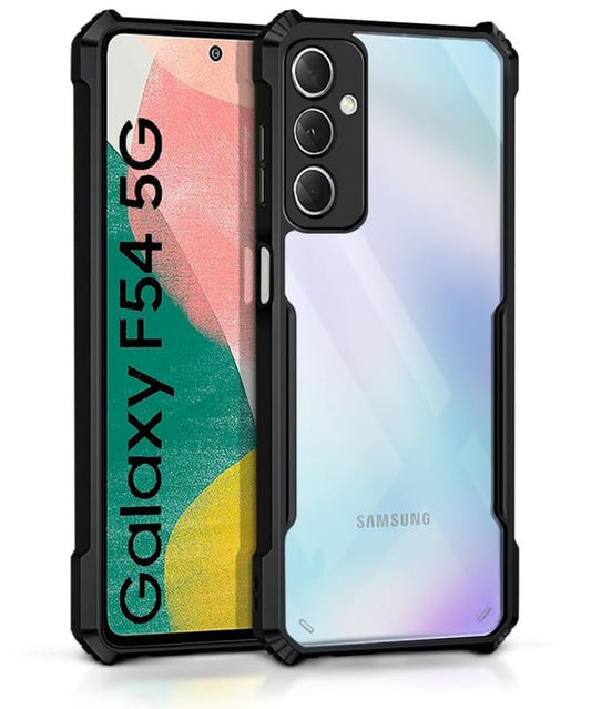 VAKIBO Super Premium Black Border Transparent Case With Corner Protection & Camera Protection Suitable for Samsung F54 5G