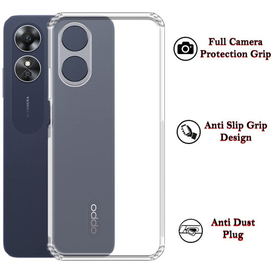 VAKIBO Premium Clear 1.5MM Thick Transparent Soft TPU Rubber Back Cover Case With Camera Protection Suitable for Oppo A58 4G