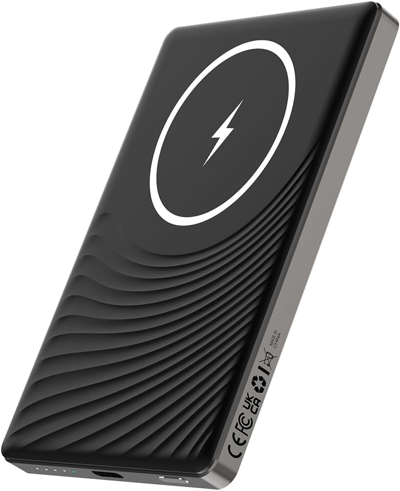 Treams PB 021 Wireless Mini Power bank 5000mah 18W Fast Charger | Magnetic Power Bank for Magsafe, Slim 5000mAh PD 18W Fast Charging Power bank | Wireless Magnetic Portable Charger, USB C Phone Battery