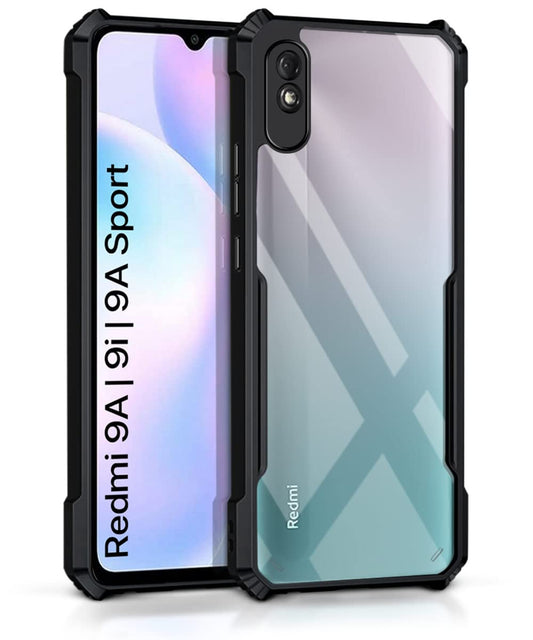 VAKIBO Super Premium Black Border Transparent Case With Corner Protection & Camera Protection Suitable for Mi Redmi 9i