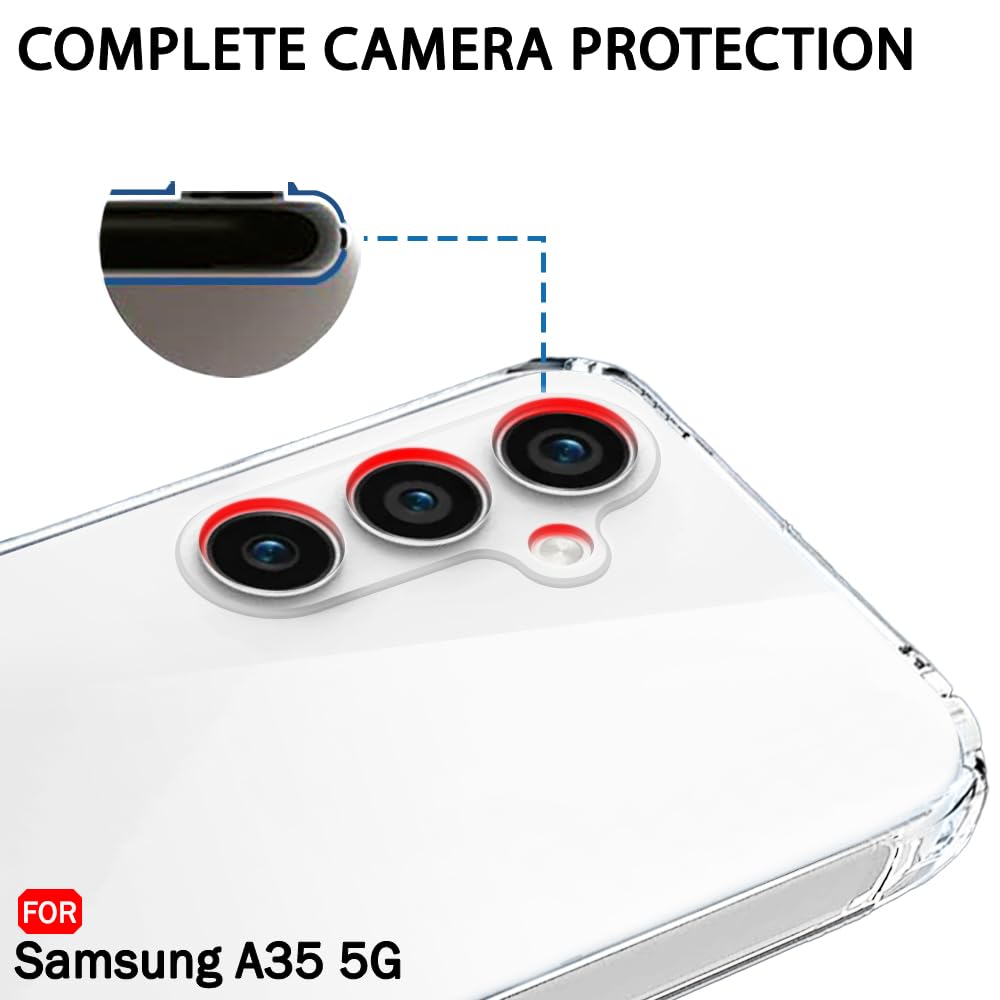VAKIBO Premium Clear 1.5MM Thick Transparent Soft TPU Rubber Back Cover Case With Camera Protection Suitable for Samsung A35 5G