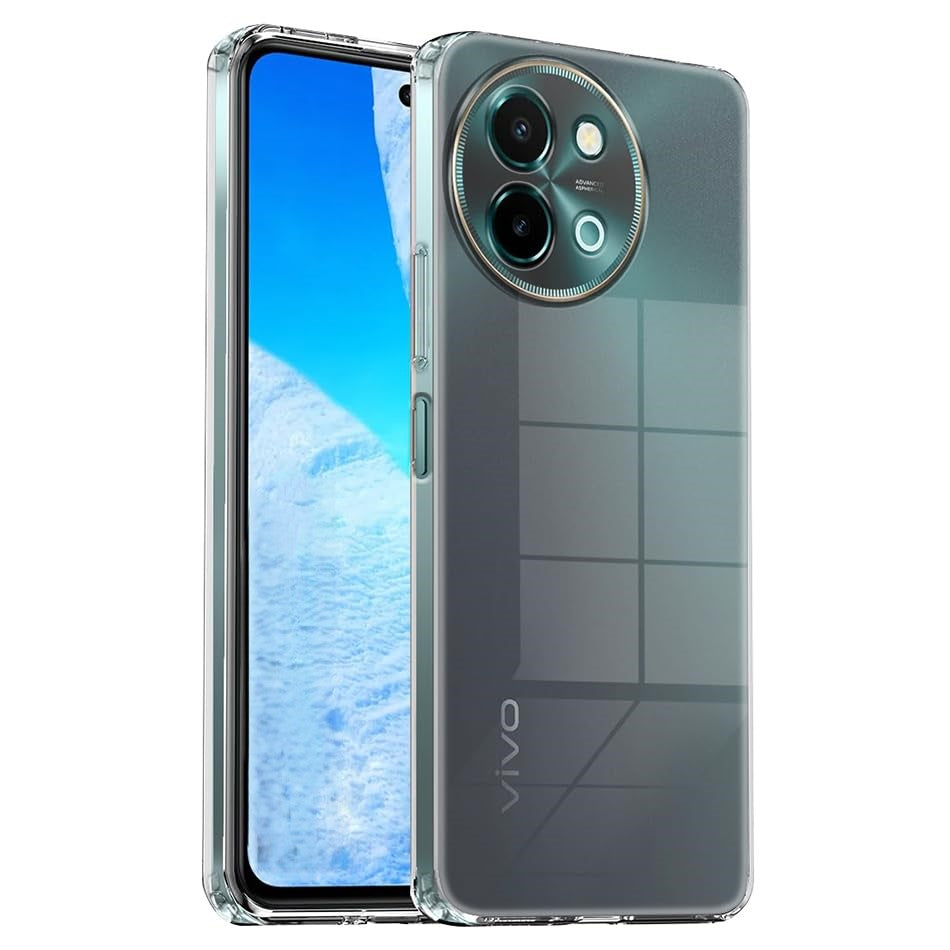 VAKIBO Premium Clear 1.5MM Thick Transparent Soft TPU Rubber Back Cover Case With Camera Protection Suitable for Vivo Y38