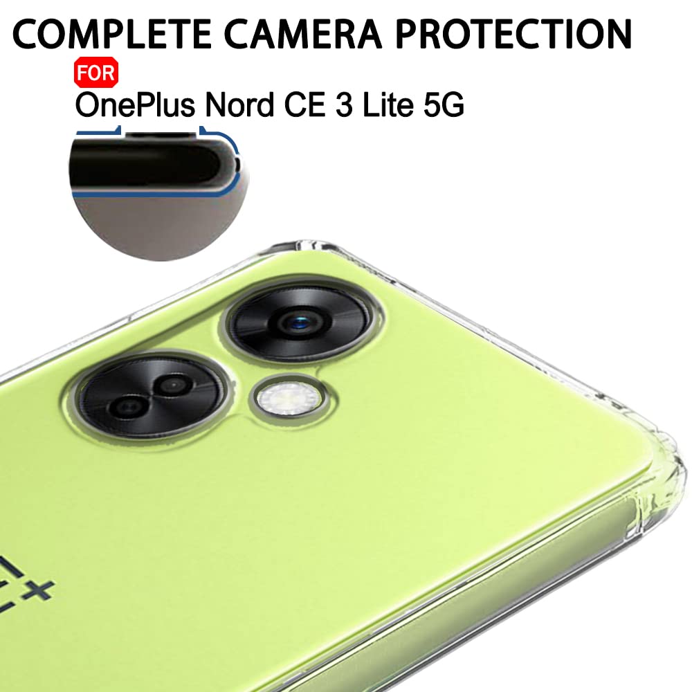 VAKIBO Premium Clear 1.5MM Thick Transparent Soft TPU Rubber Back Cover Case With Camera Protection Suitable for OnePlus Nord CE3 Lite