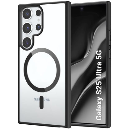 VAKIBO Megnatic Magsafe Black Coloured Soft with Hard back Back Cover Case With Camera Protection Ring Suitable for Samsung Galaxy S25 Ultra