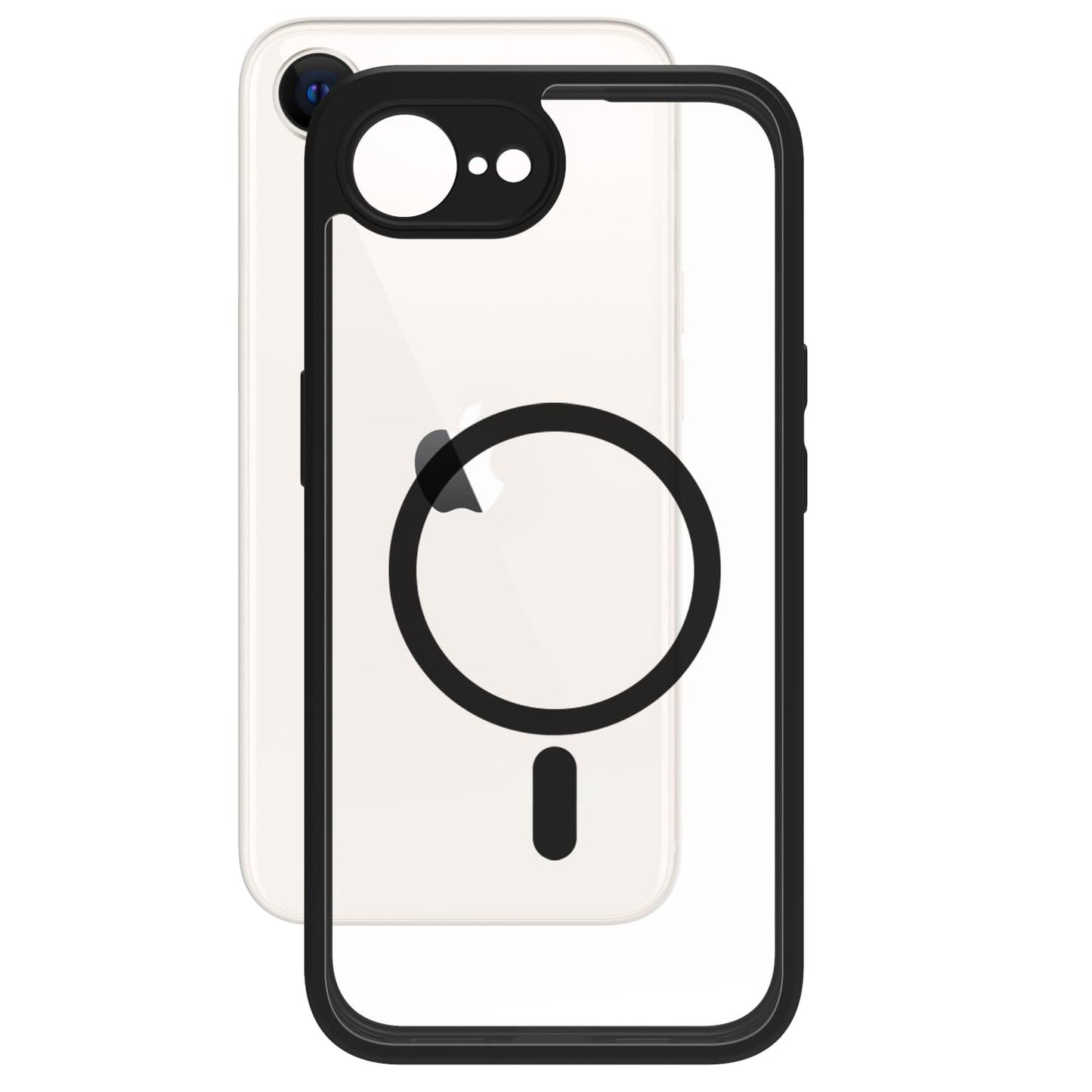 VAKIBO Megnatic Magsafe Black Coloured Soft with Hard back Back Cover Case With Camera Protection Ring Suitable for iPhone 16E