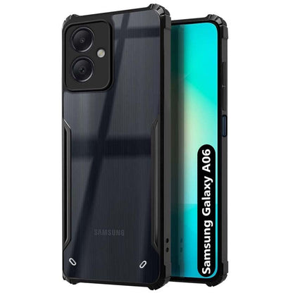 VAKIBO Best Selling Black and Transparent Back Cover Case Made With Soft TPU and Acrylic With 4 Corner and Camera Protection Suitable for Samsung Galaxy A06