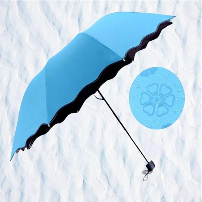 3 Fold Umbella Magic of Blooming Flowers Design Multi Style-Blue